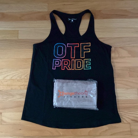 NWOT Orange Theory Fitness Pride Women’s Tank Top & Orange Theory Fitness Towel - Picture 1 of 10